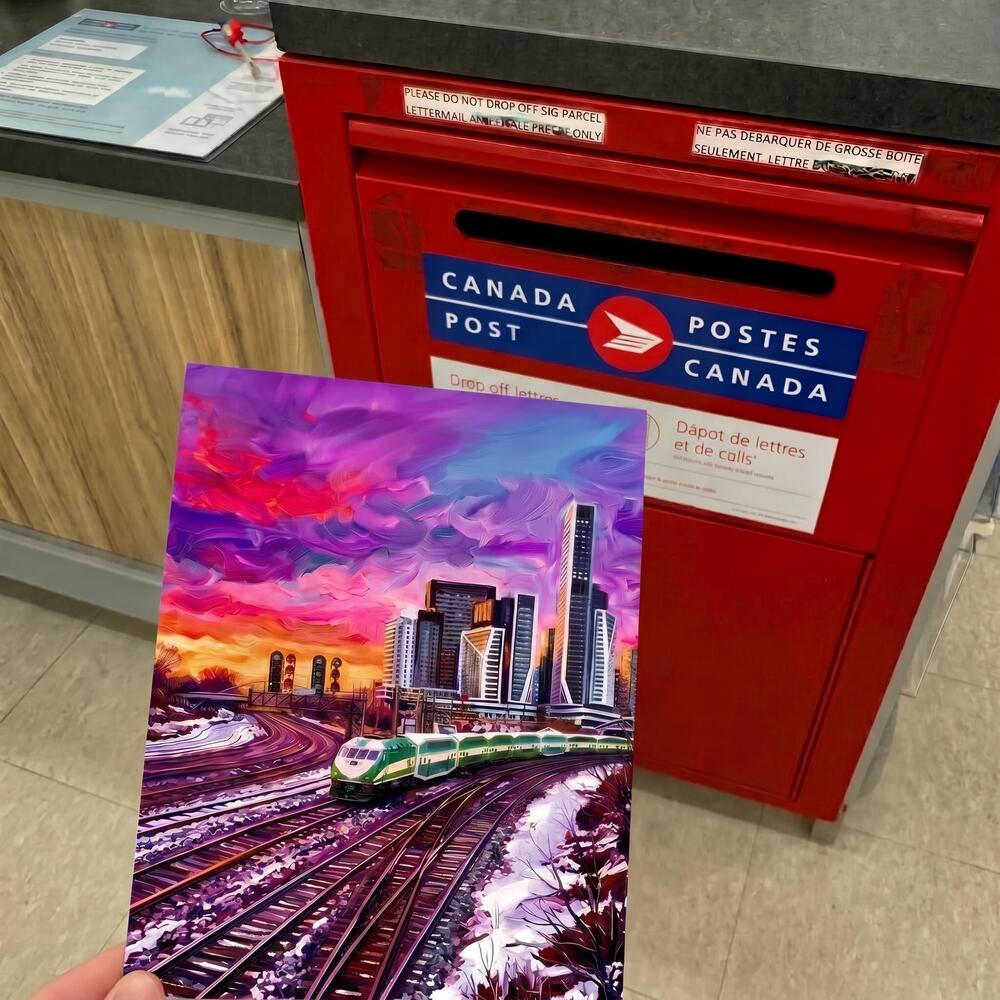 Toronto Postcard GO Train Sunset Winter Wall Art Canada Souvenir Gift for Her Hi